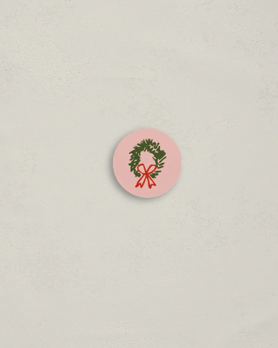 This is a 1¼" circle Envelope Seal called Storefront Spirit printed in full color