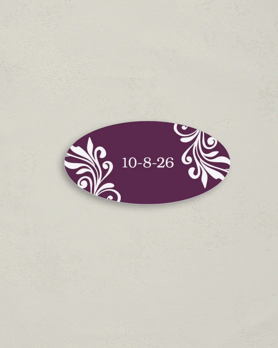 This is a 3" x 1½" Envelope Seal called Alluring Affection printed in full color