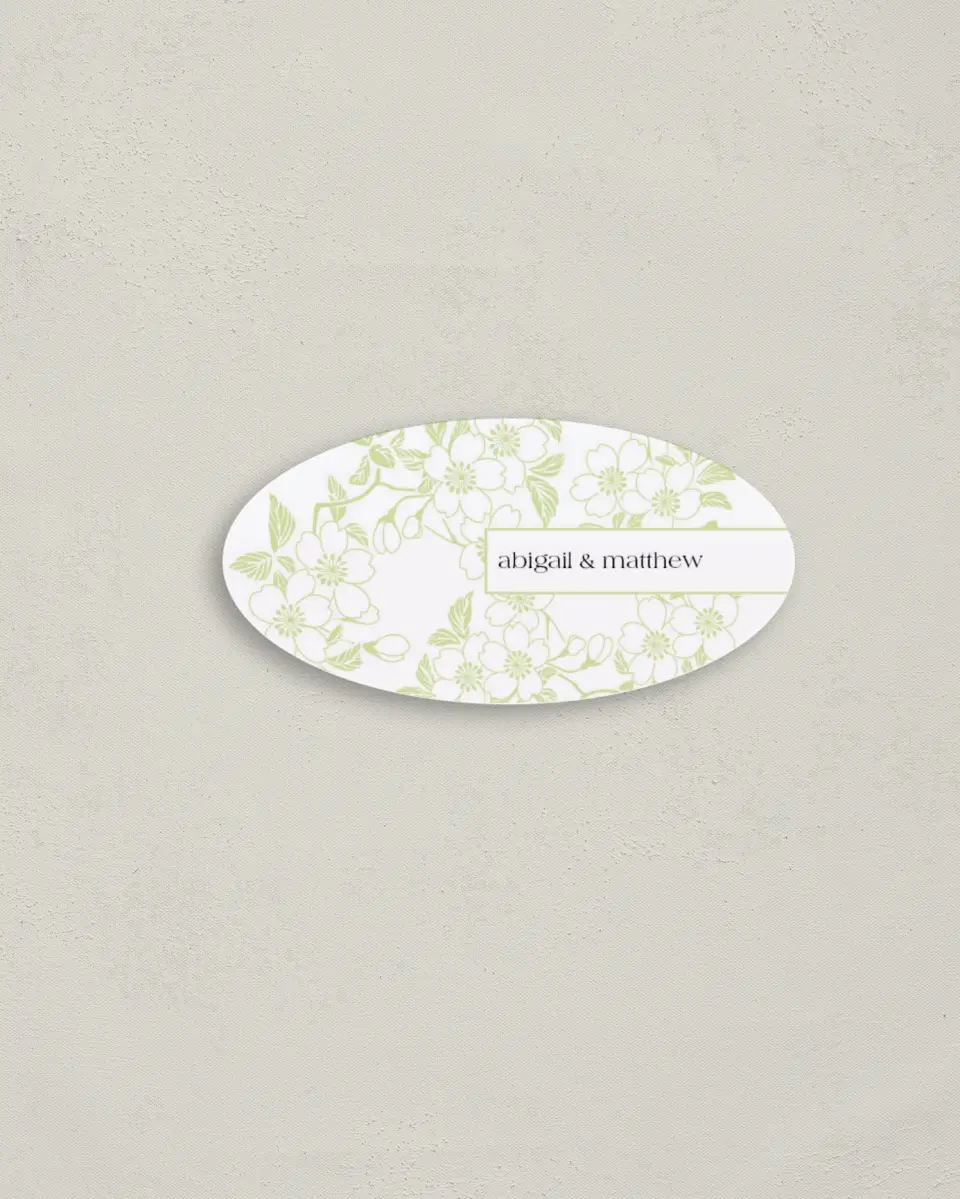 This is a 3" x 1½" Envelope Seal called Lovely Blossoms printed in full color