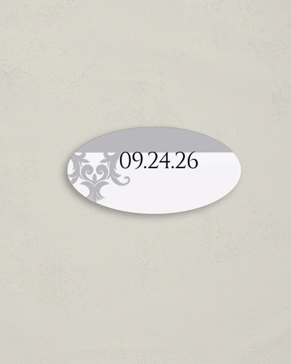 This is a 3" x 1½" Envelope Seal called Damask Elegance printed in full color