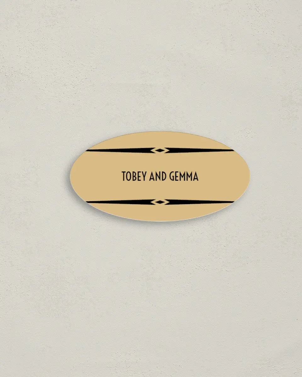 This is a 3" x 1½" Envelope Seal called Deco Glam printed in full color