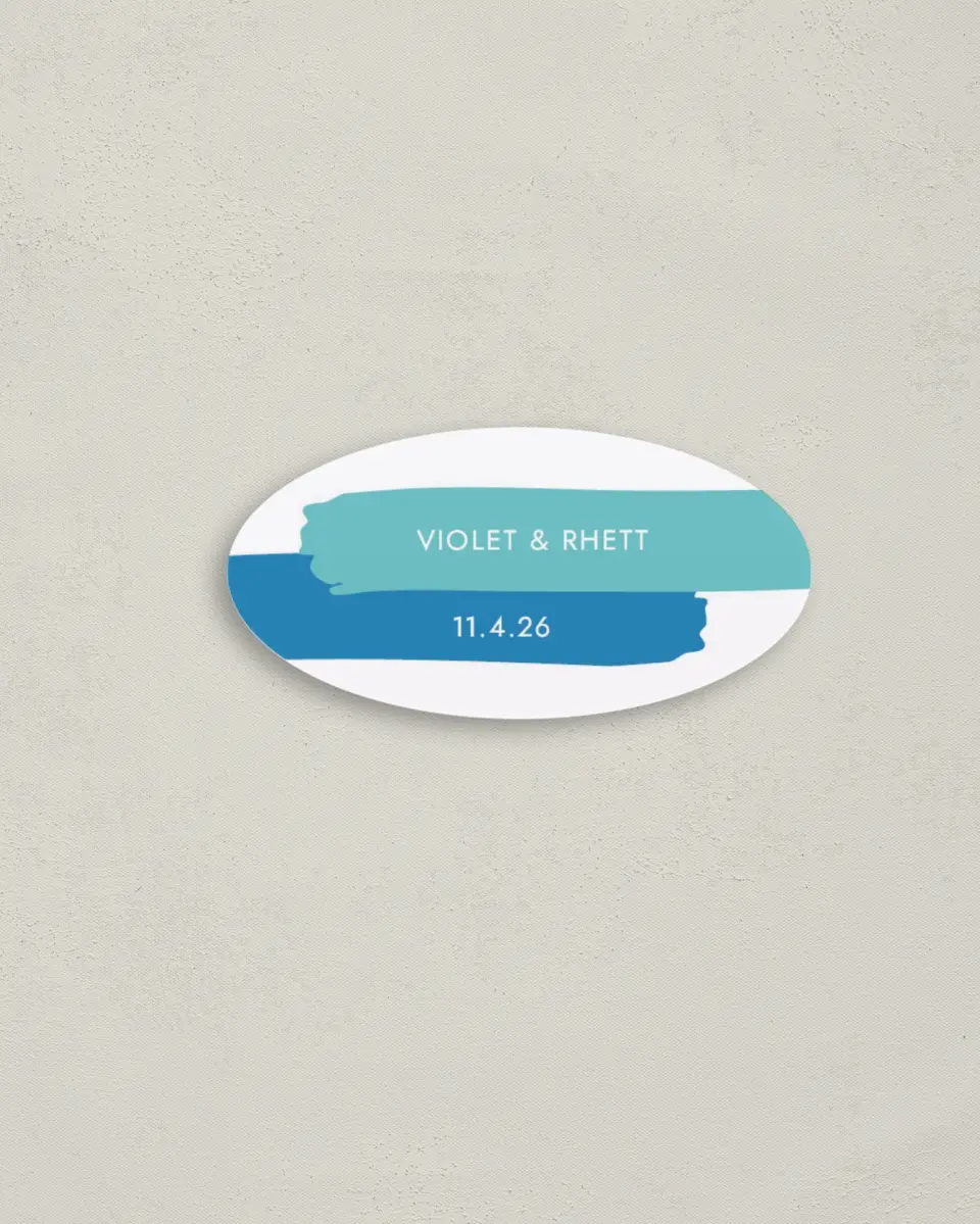 This is a 3" x 1½" Envelope Seal called Making Waves printed in full color