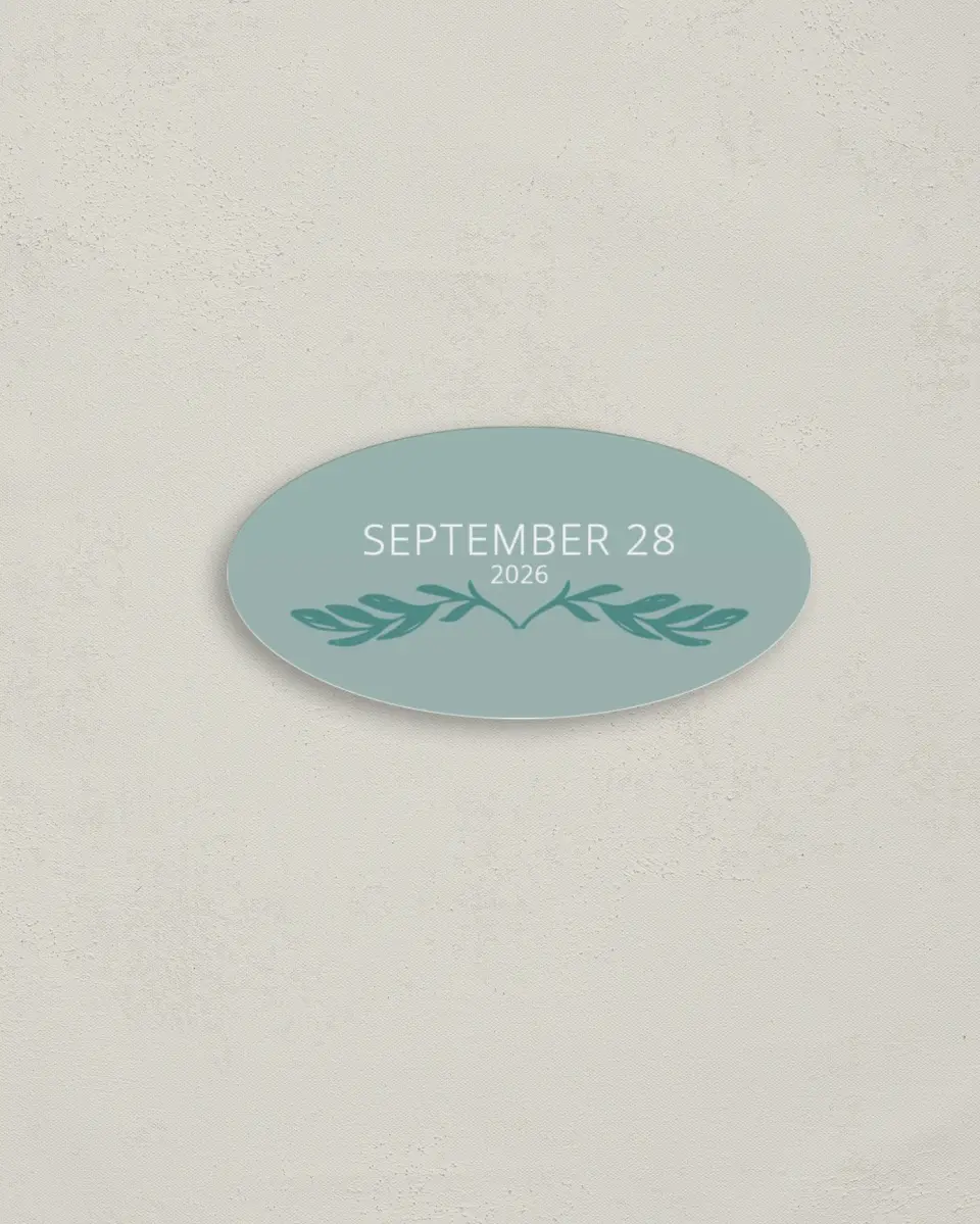 This is a 3" x 1½" Envelope Seal called This Joyful Day printed in full color