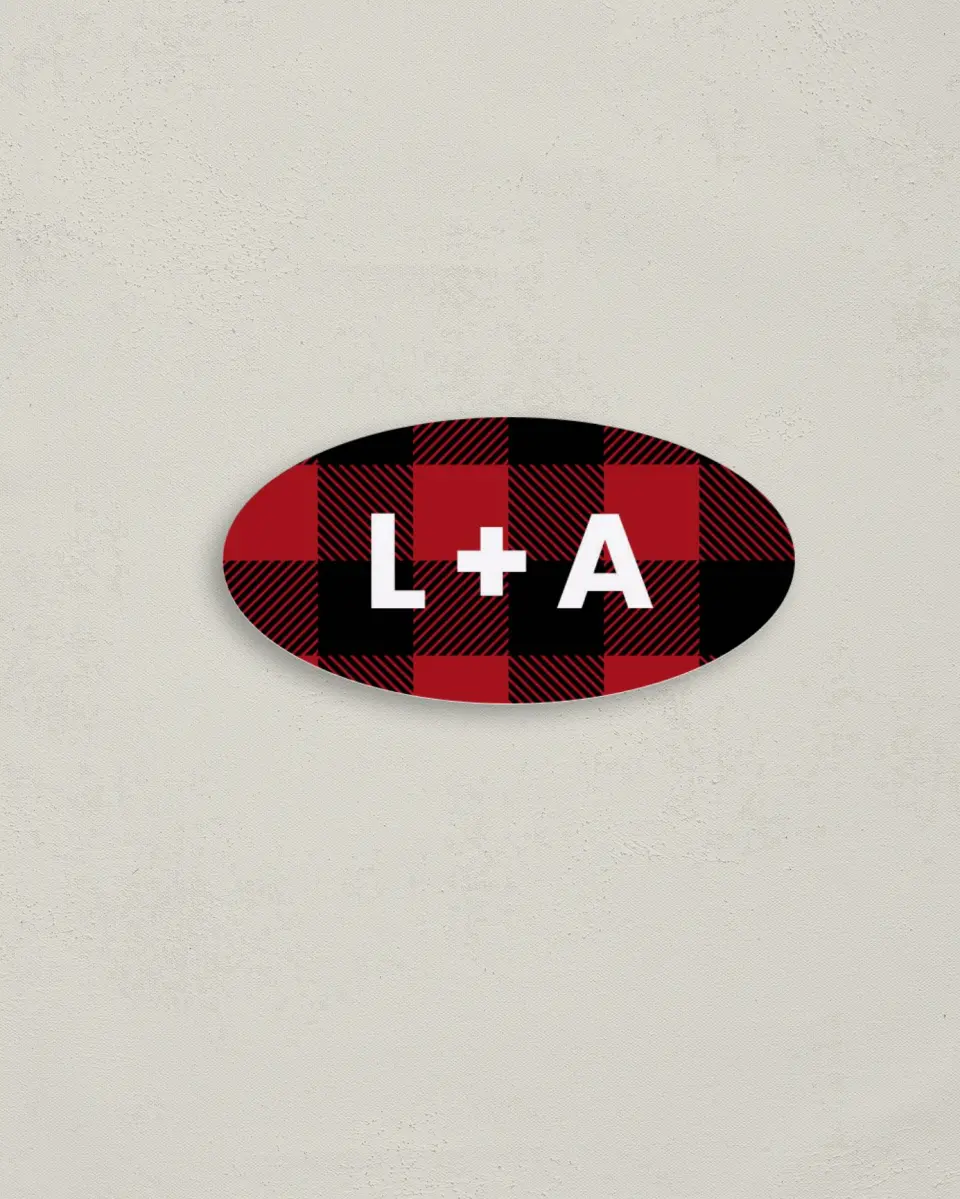 This is a 3" x 1½" Envelope Seal called Bold Buffalo Plaid printed in full color