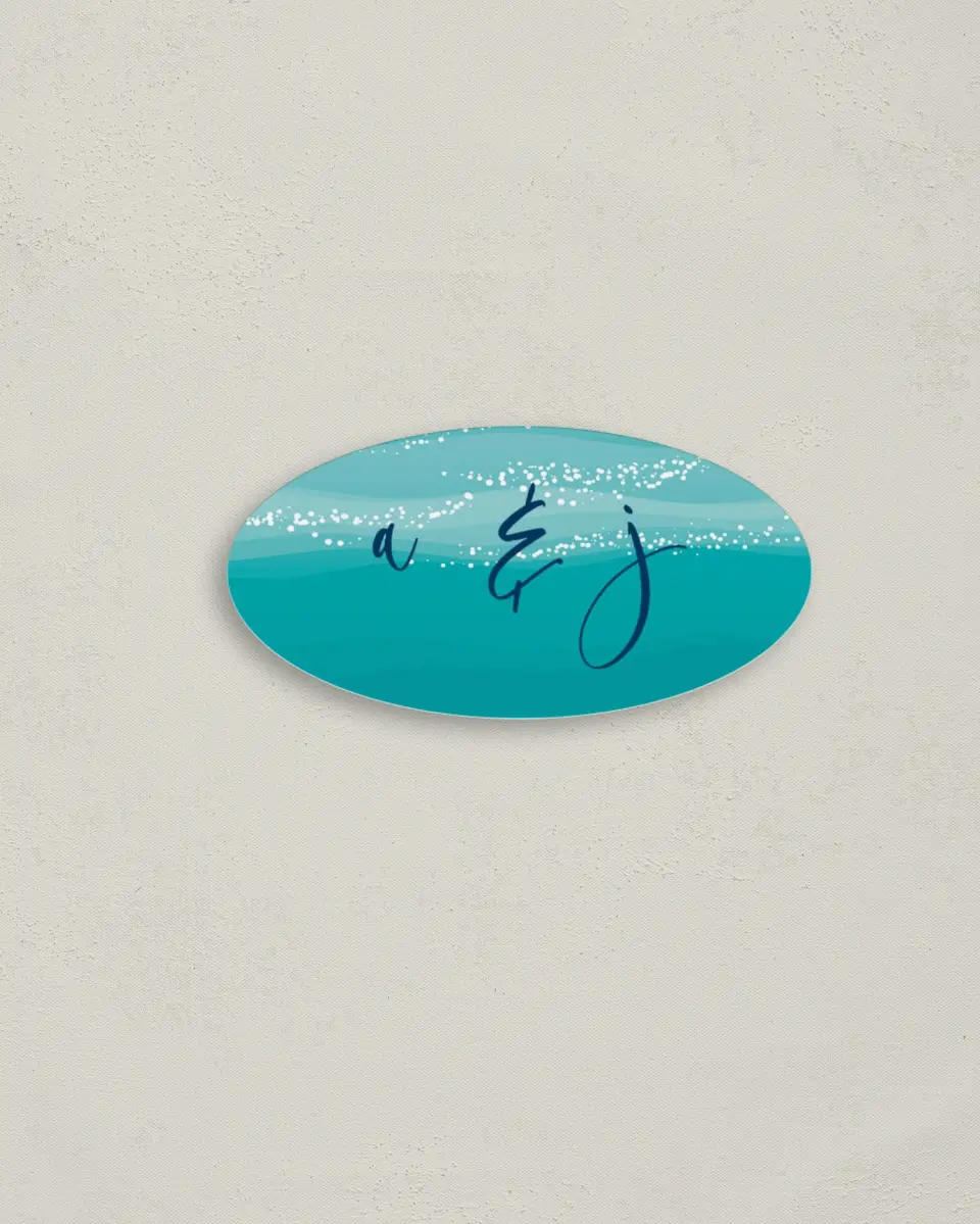 This is a 3" x 1½" Envelope Seal called Beyond the Shore printed in full color