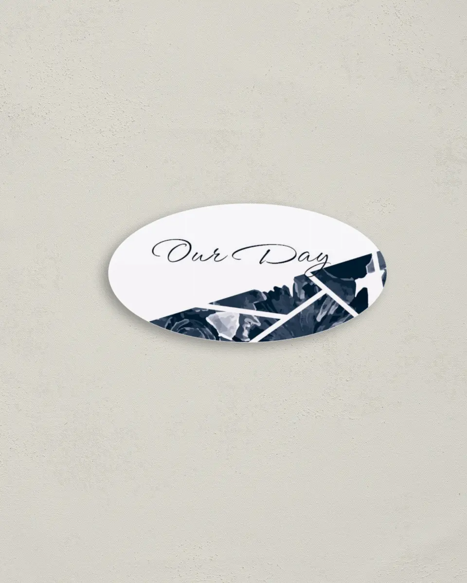 This is a 3" x 1½" Envelope Seal called Geo Floral printed in full color
