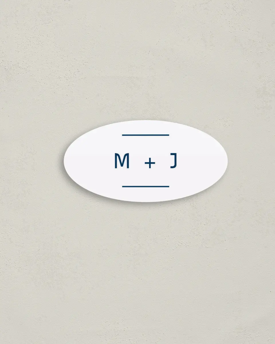 This is a 3" x 1½" Weddings Upload Your Design called Marvelous Monogram printed in full color