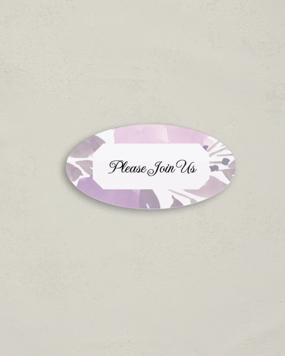 This is a 3" x 1½" Envelope Seal called Violet Watercolor printed in full color