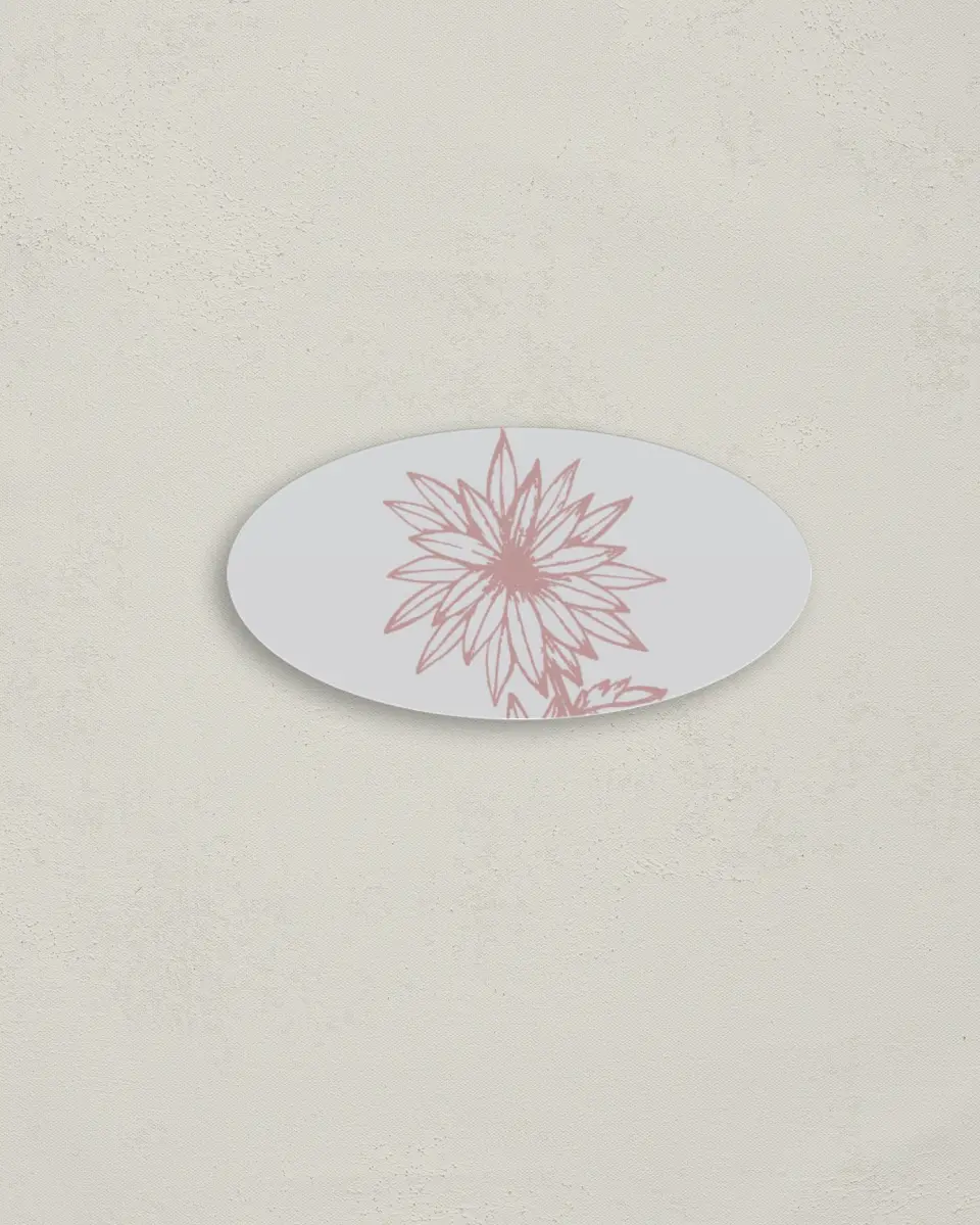 This is a 3" x 1½" Envelope Seal called Botanical Burst printed in full color