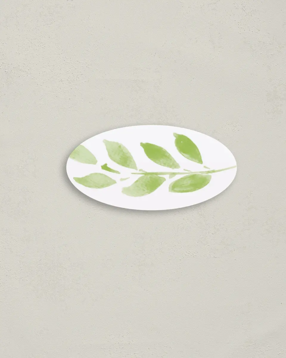 This is a 3" x 1½" Envelope Seal called Painted Leaves printed in full color