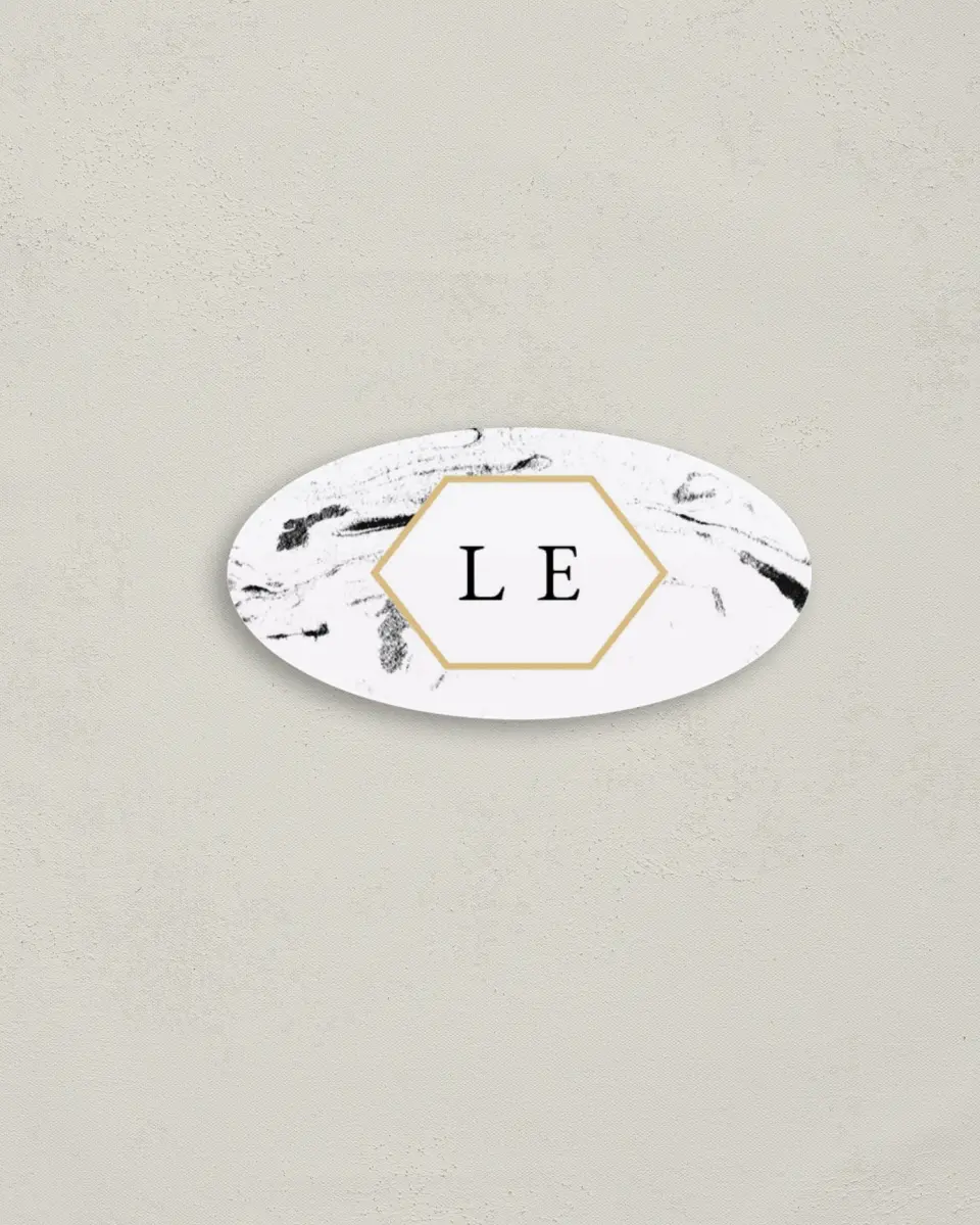 This is a 3" x 1½" Envelope Seal called Elegant Marble printed in full color