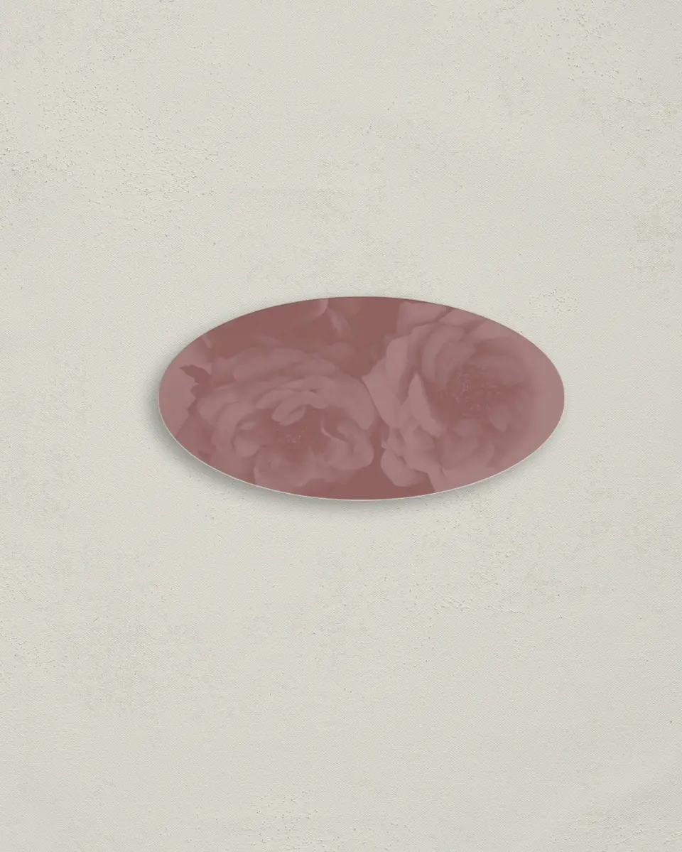 This is a 3" x 1½" Envelope Seal called Blushing Beauty printed in full color