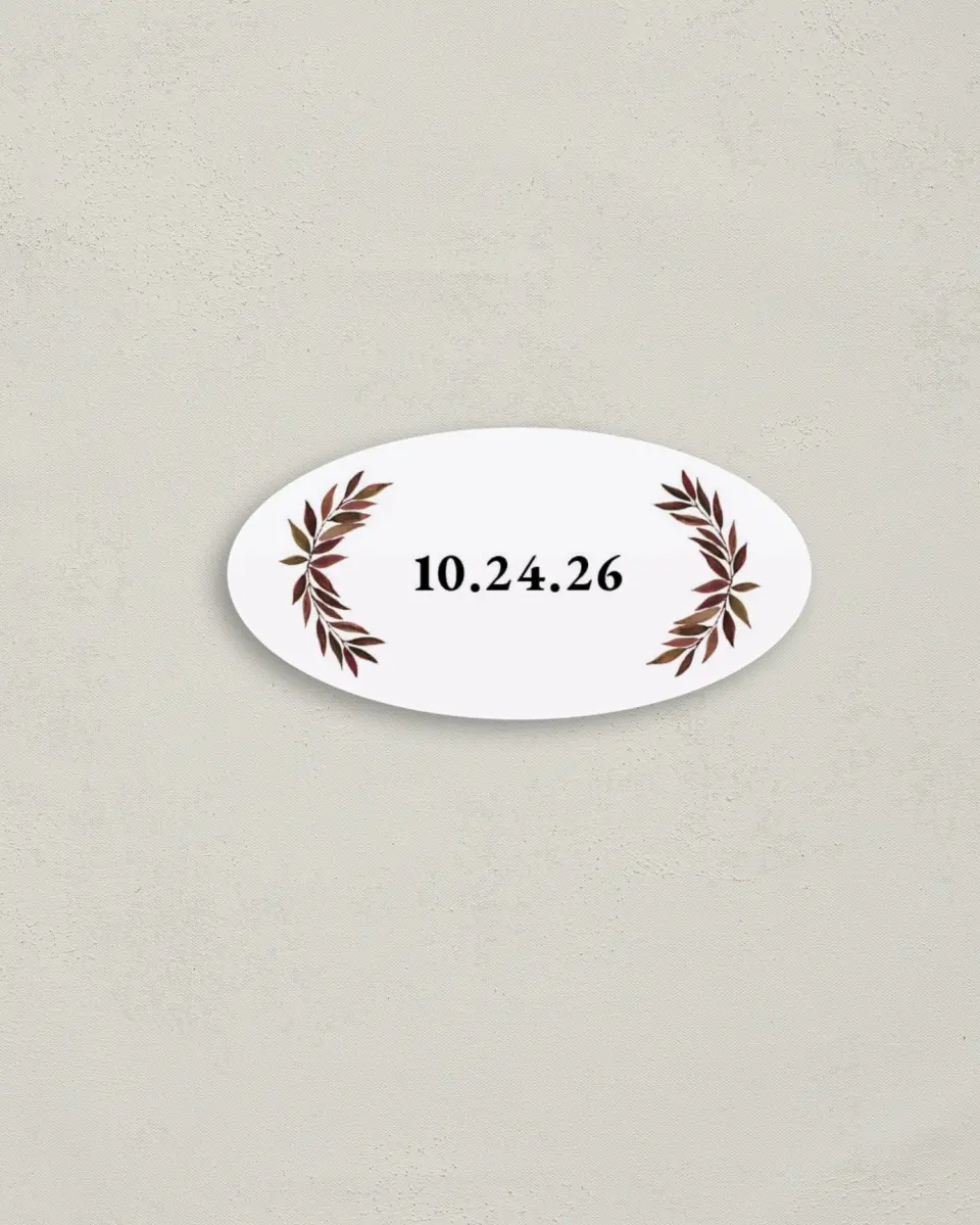 This is a 3" x 1½" Envelope Seal called Lavish Leaves printed in full color