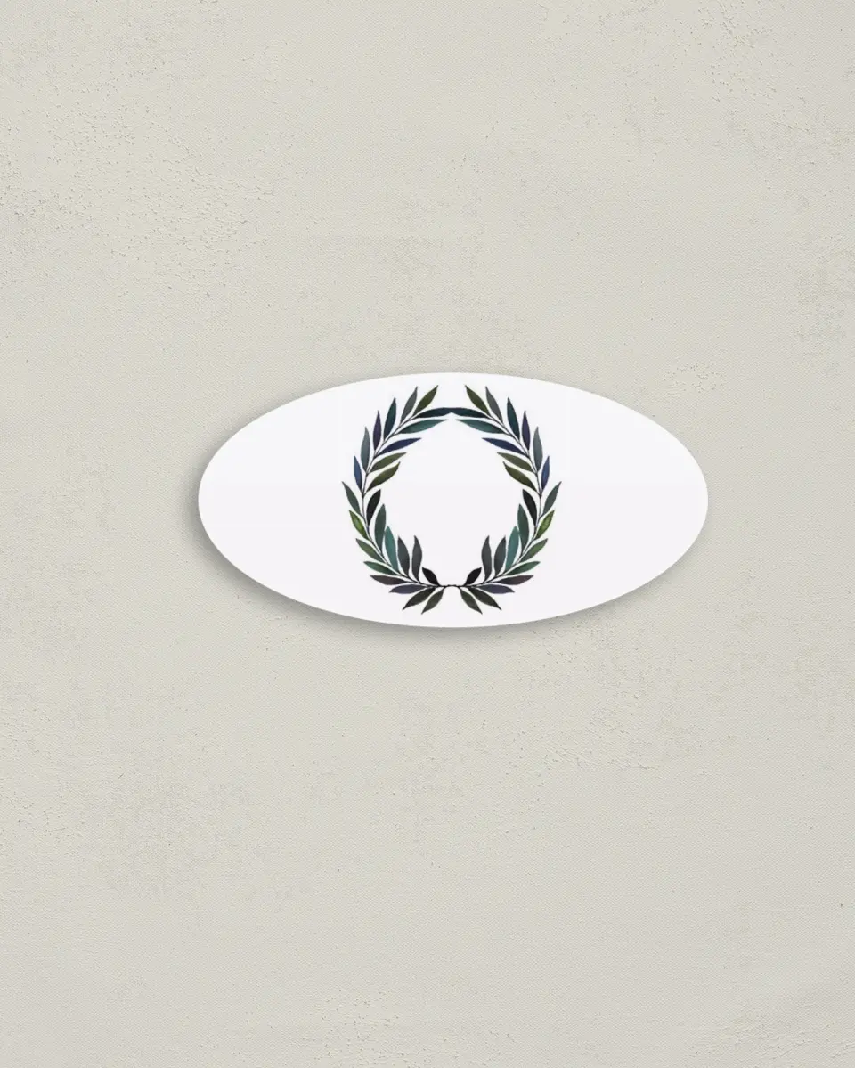 This is a 3" x 1½" Envelope Seal called Laurel Crown printed in full color