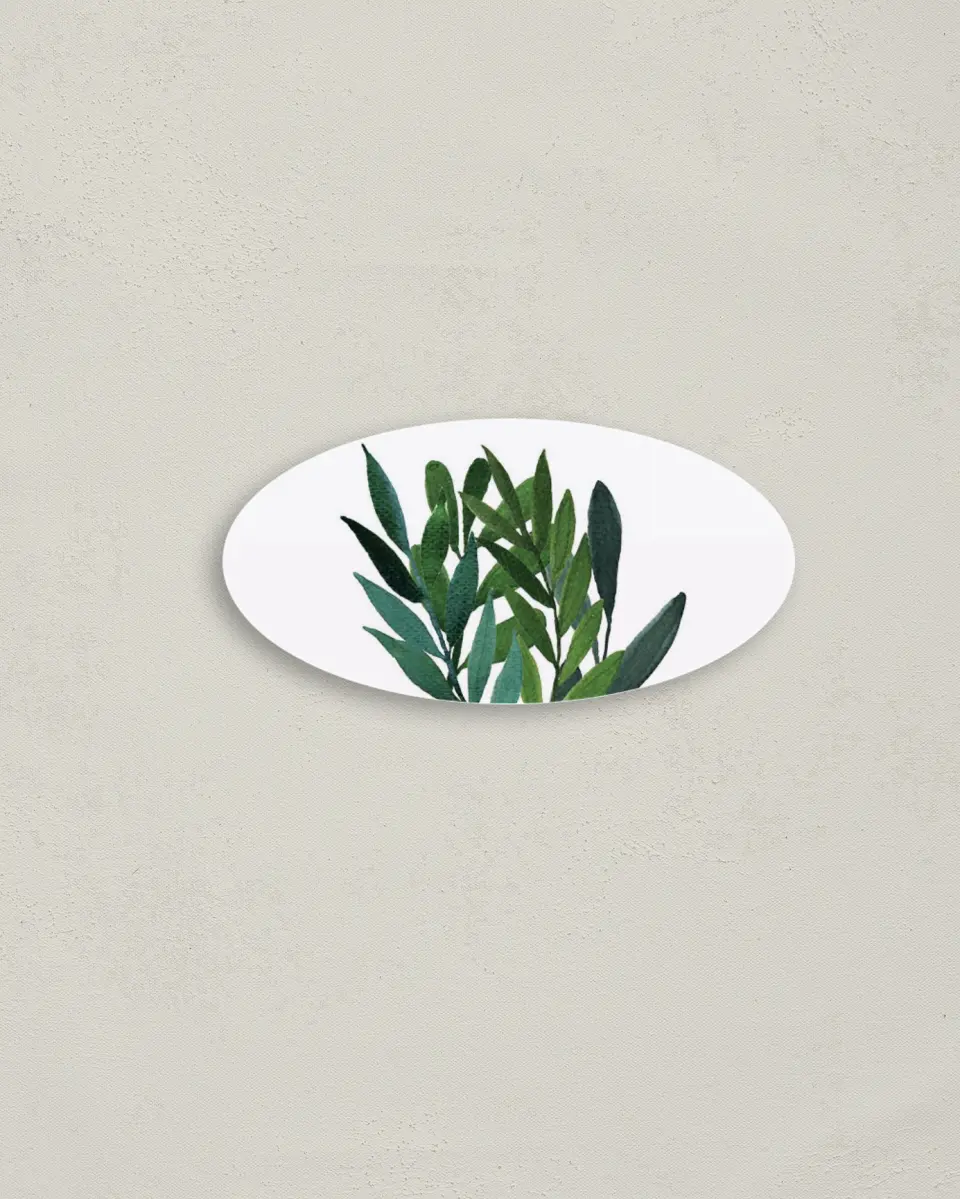 This is a 3" x 1½" Envelope Seal called Painted Greens printed in full color