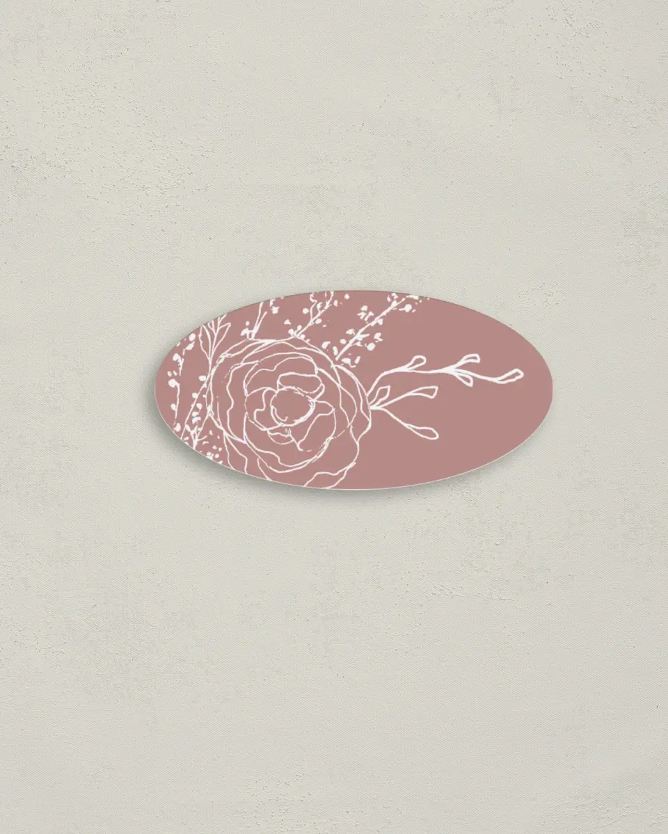 This is a 3" x 1½" Envelope Seal called Blooming Rose printed in full color