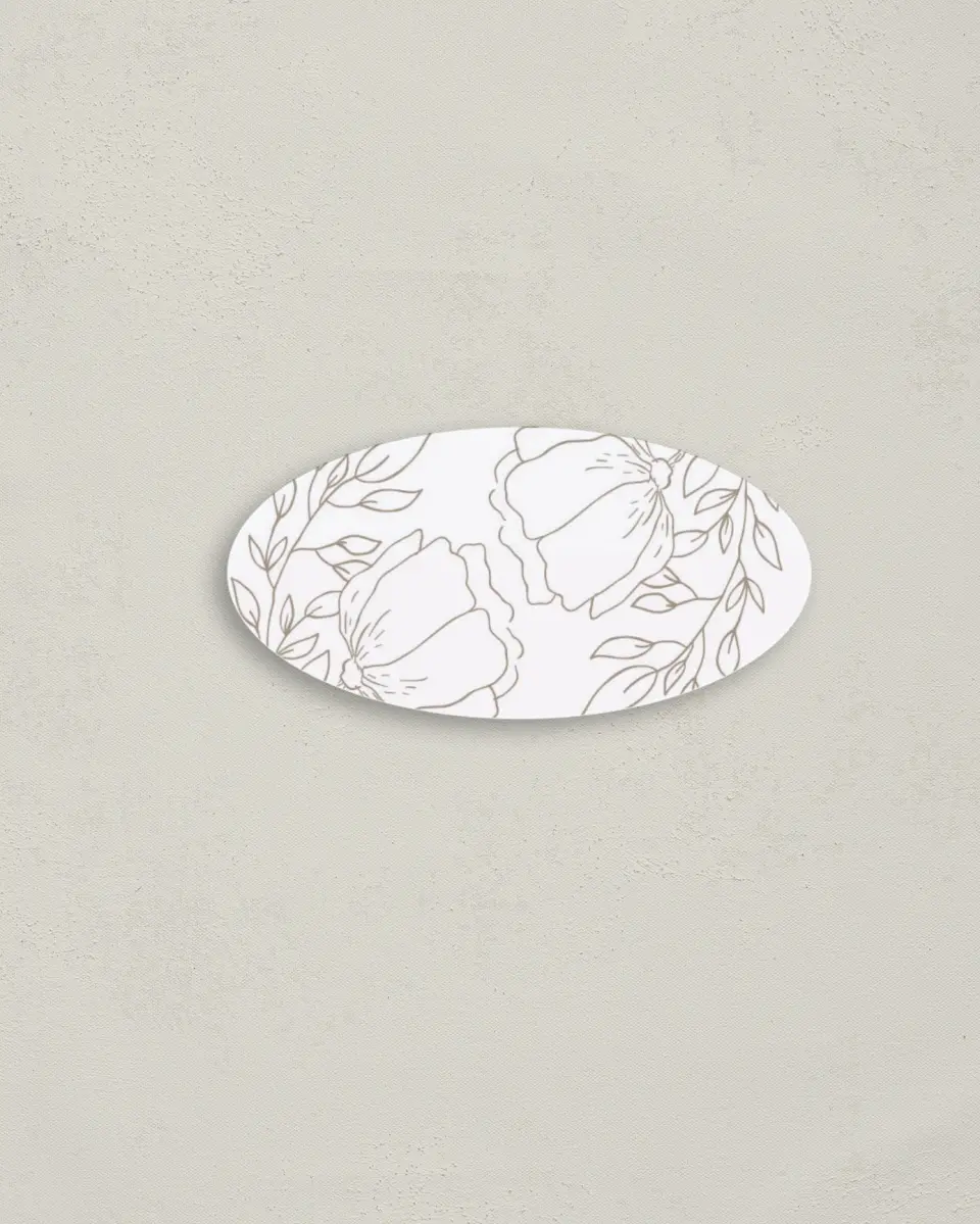 This is a 3" x 1½" Envelope Seal called Delicate Splendor printed in full color