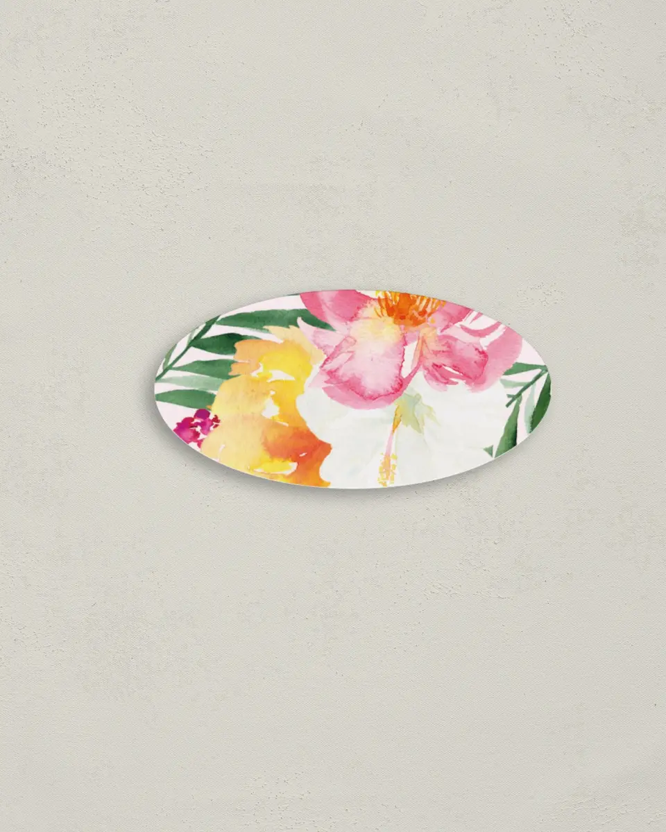 This is a 3" x 1½" Envelope Seal called Paradise of Love printed in full color
