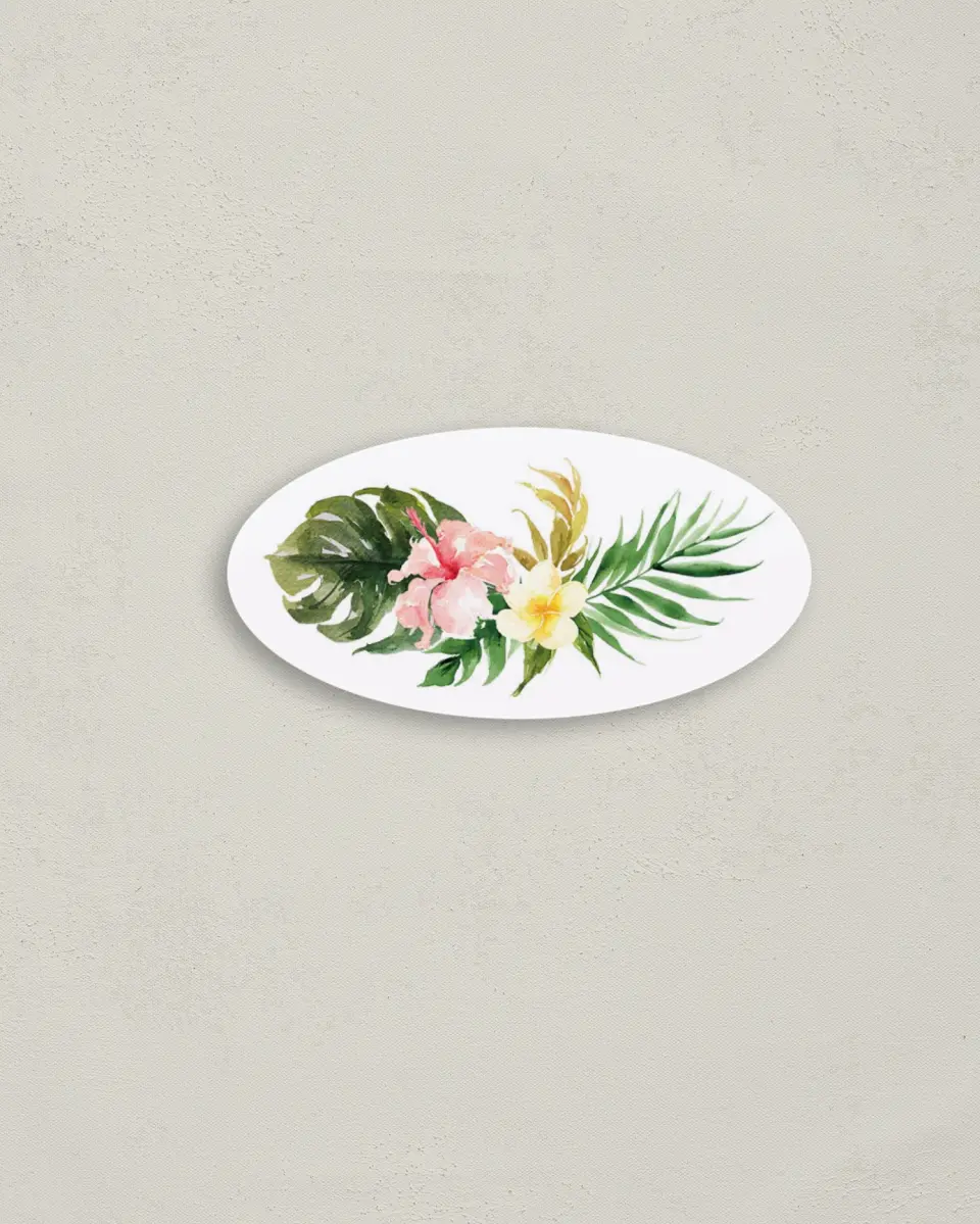 This is a 3" x 1½" Envelope Seal called Perfect Paradise printed in full color