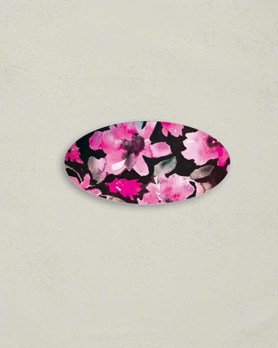 This is a 3" x 1½" Envelope Seal called Dark Blooms printed in full color