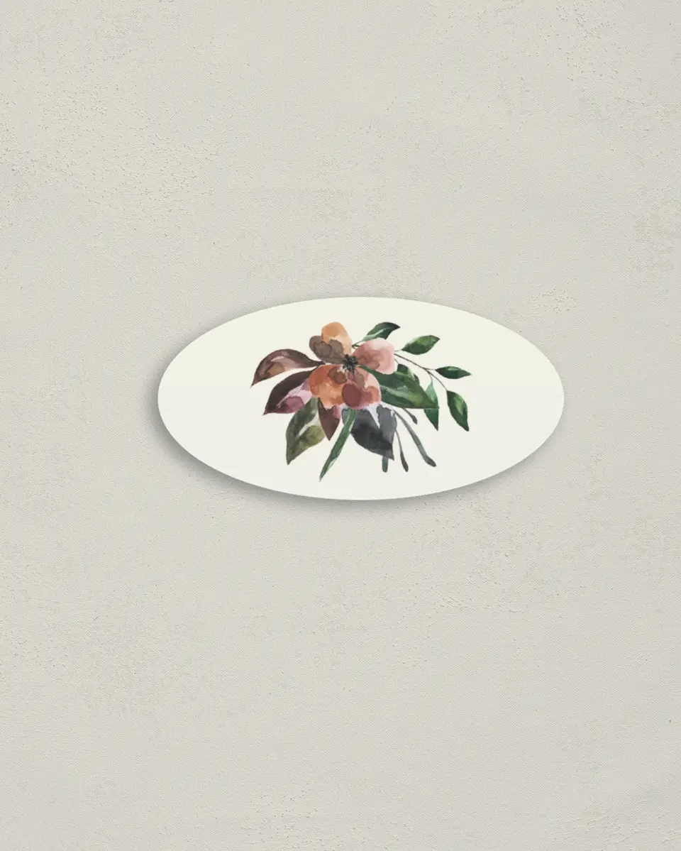 This is a 3" x 1½" Envelope Seal called Golden Blooms printed in full color