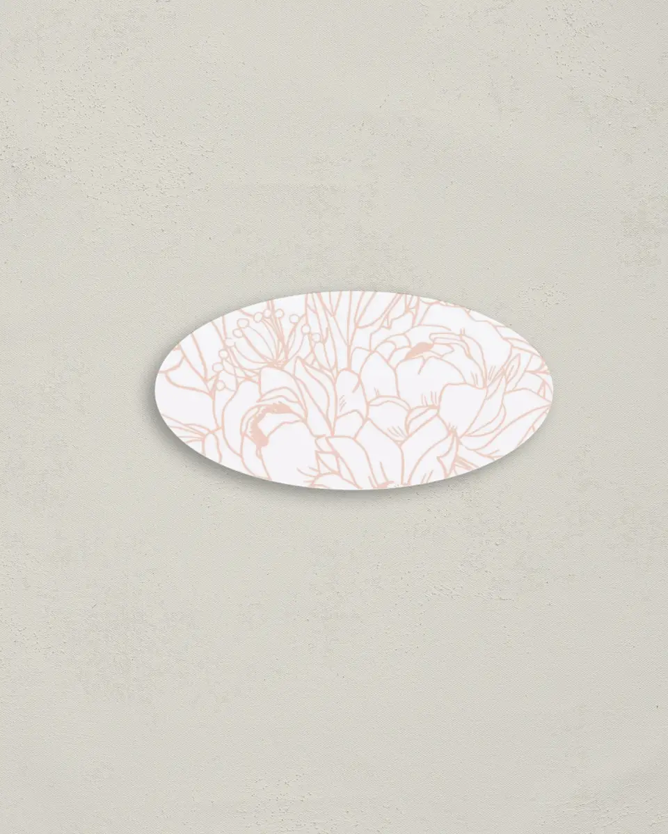 This is a 3" x 1½" Envelope Seal called Floral Outline printed in full color