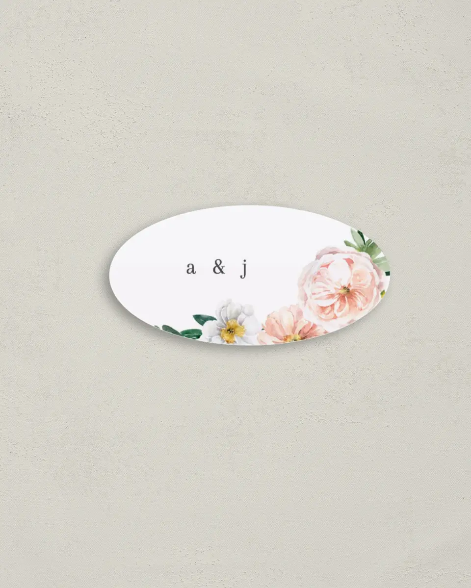 This is a 3" x 1½" Envelope Seal called Delicate Florals printed in full color