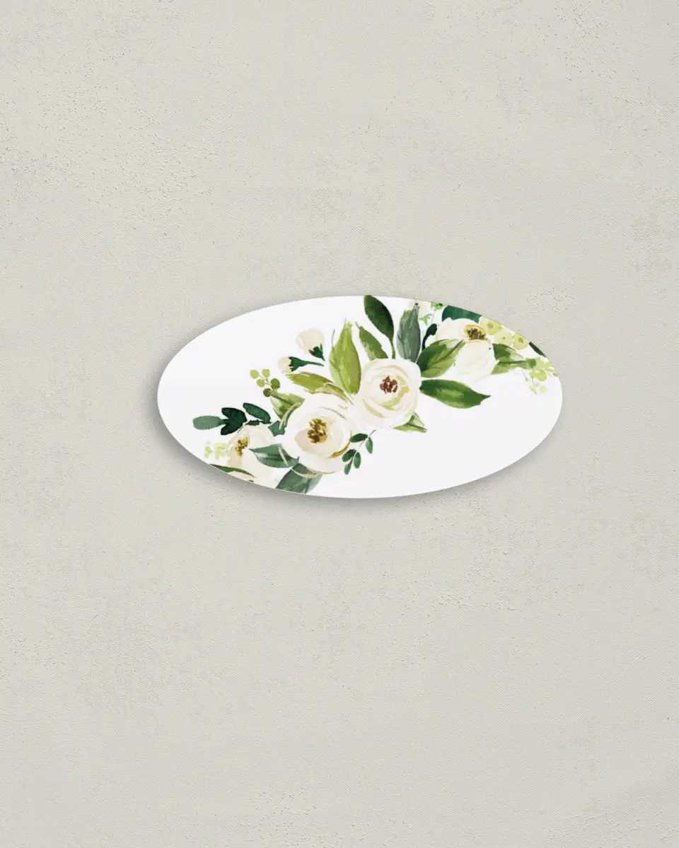 This is a 3" x 1½" Envelope Seal called Wedding Florals printed in full color
