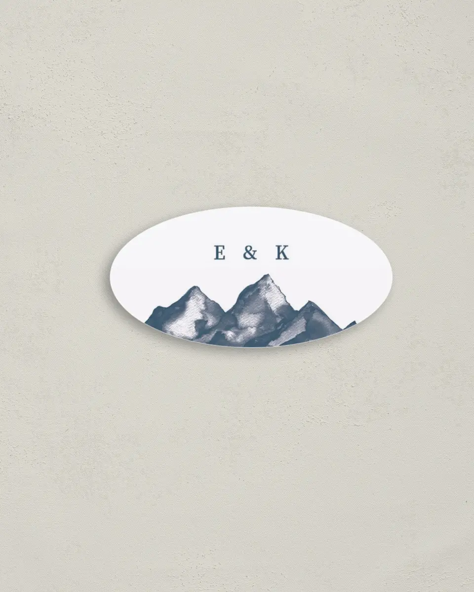 This is a 3" x 1½" Envelope Seal called Perfect Peak printed in full color