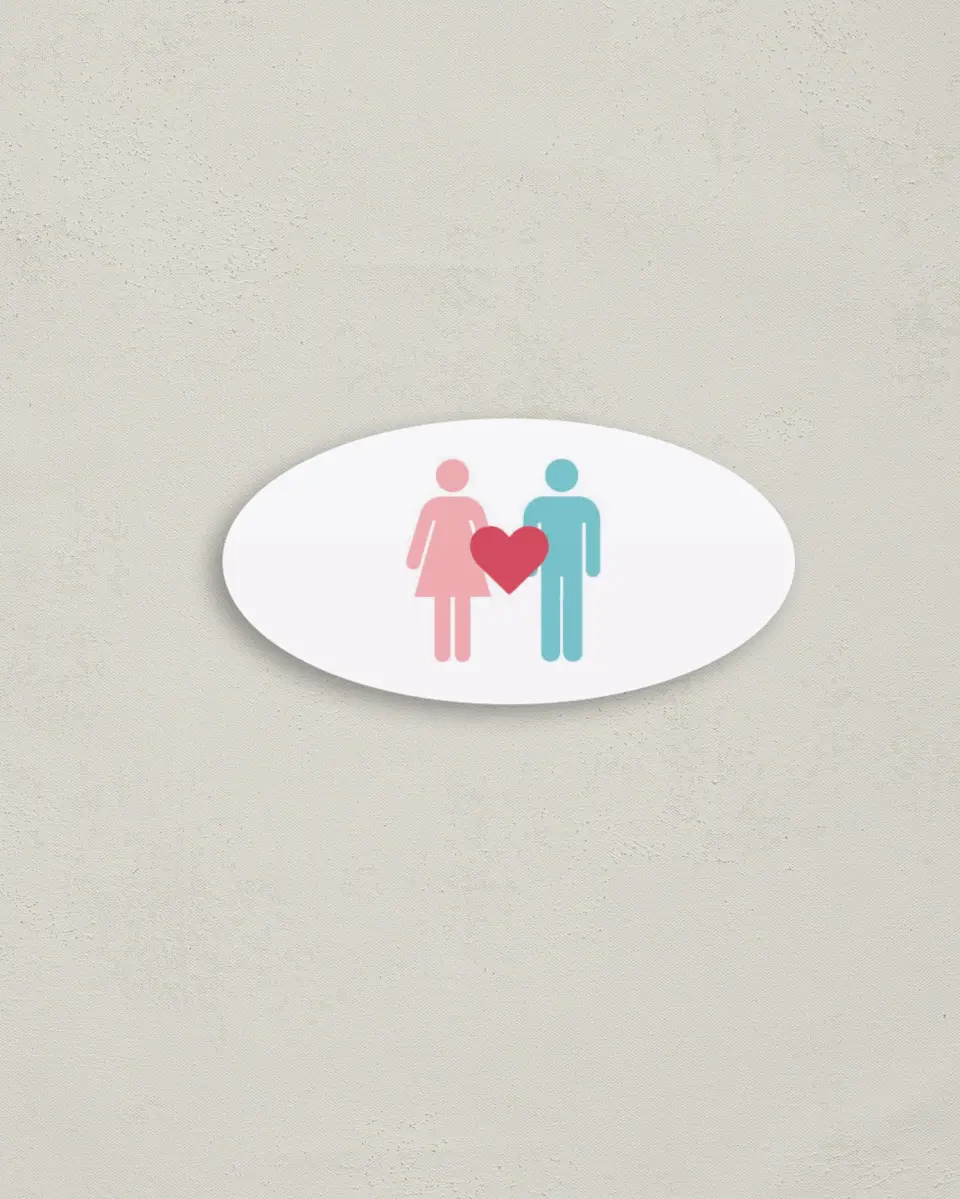 This is a 3" x 1½" Envelope Seal called Our Story printed in full color