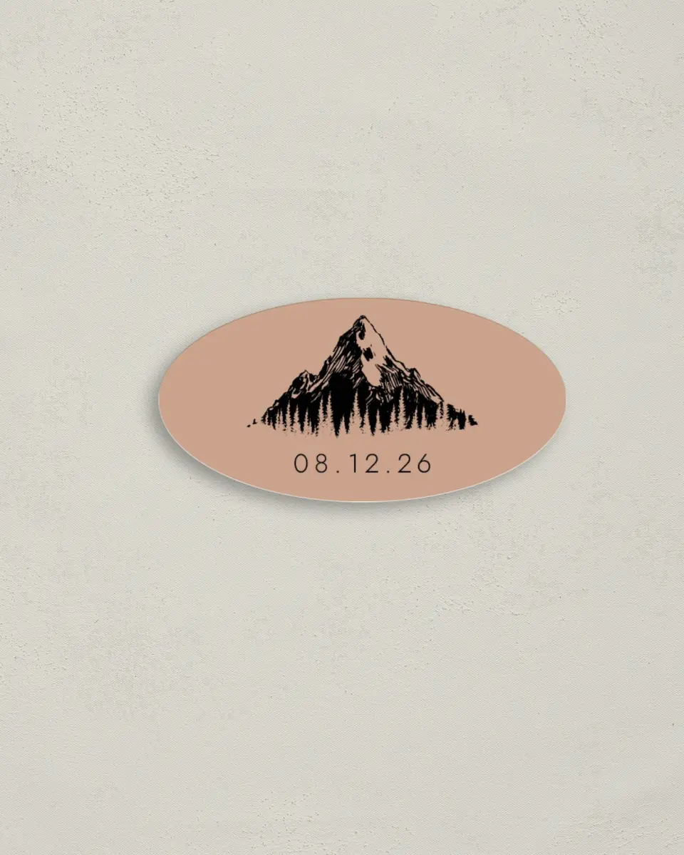 This is a 3" x 1½" Envelope Seal called Our Adventure printed in full color