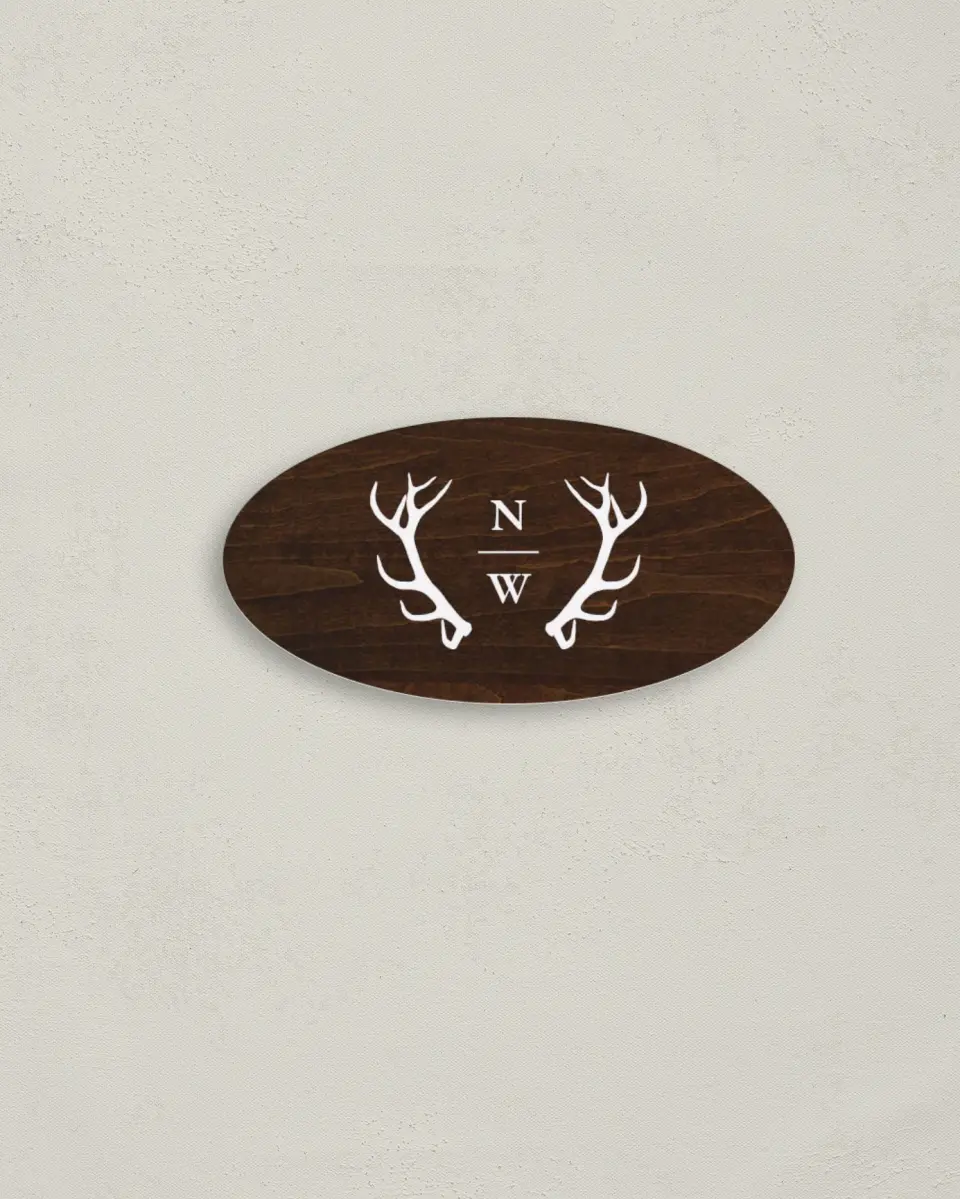 This is a 3" x 1½" Envelope Seal called Rustic Antler printed in full color