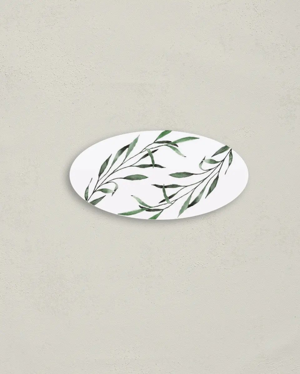 This is a 3" x 1½" Envelope Seal called Tender Twig printed in full color