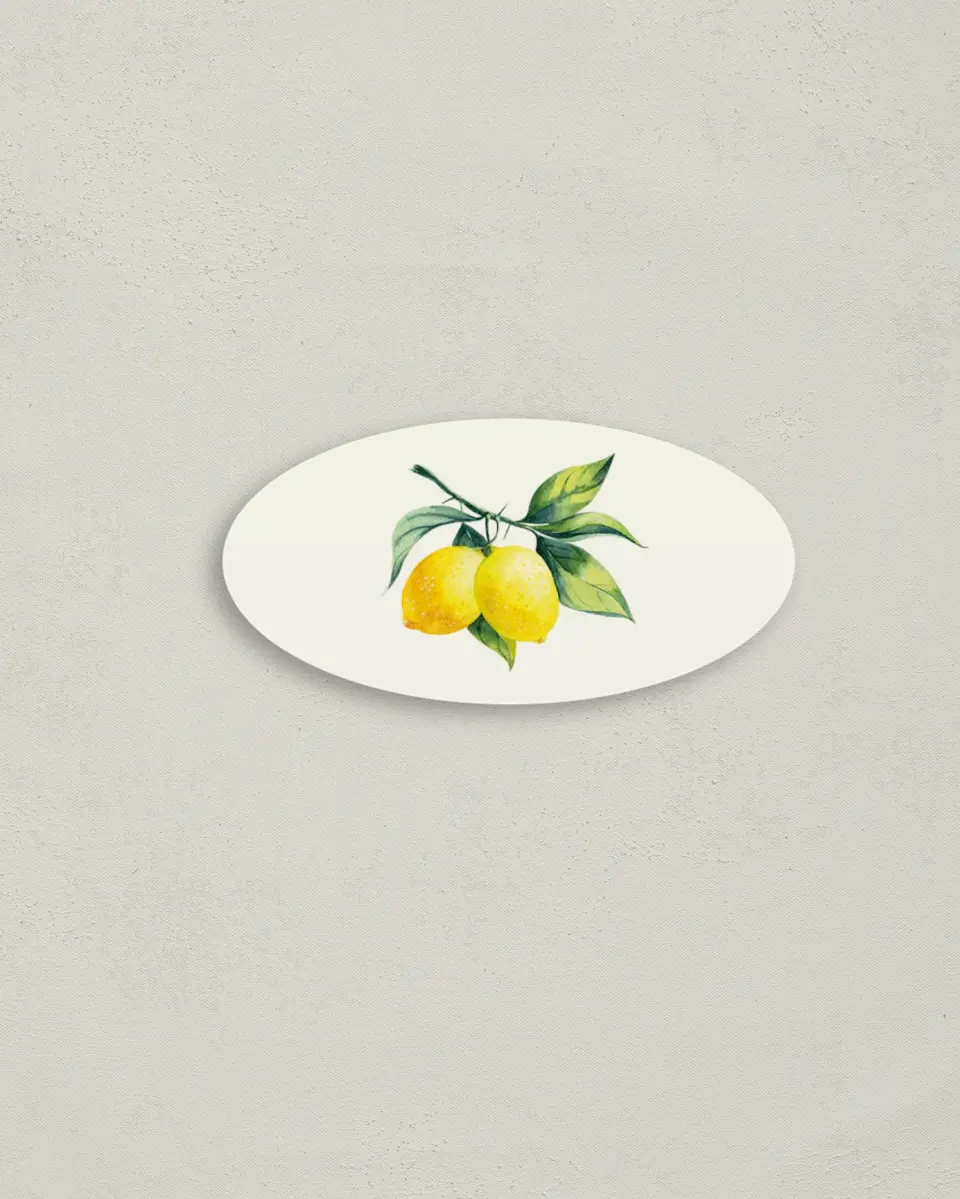 This is a 3" x 1½" Envelope Seal called Antique Lemon printed in full color