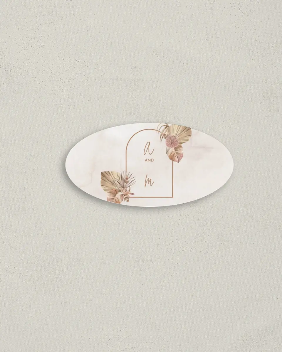 This is a 3" x 1½" Envelope Seal called Boho Blooms printed in full color
