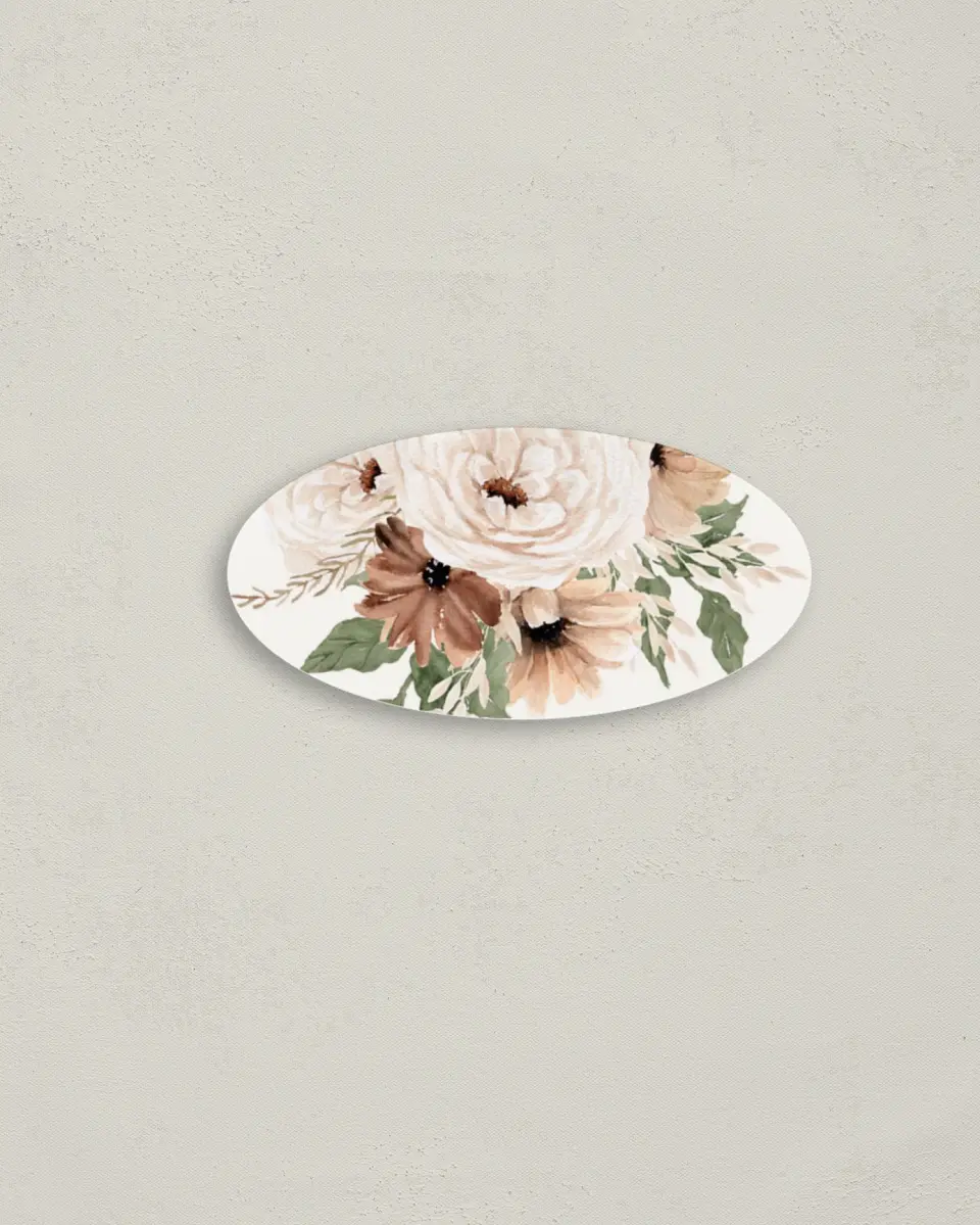 This is a 3" x 1½" Envelope Seal called Autumn Blooms printed in full color