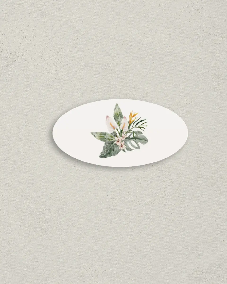 This is a 3" x 1½" Envelope Seal called Aloha Amore printed in full color