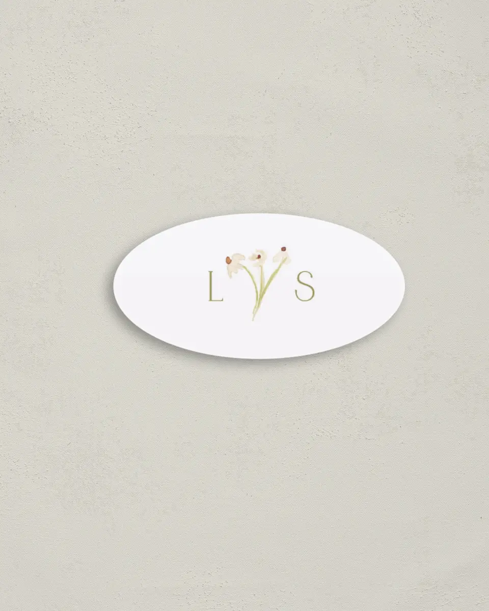 This is a 3" x 1½" Envelope Seal called Forever in Bloom printed in full color