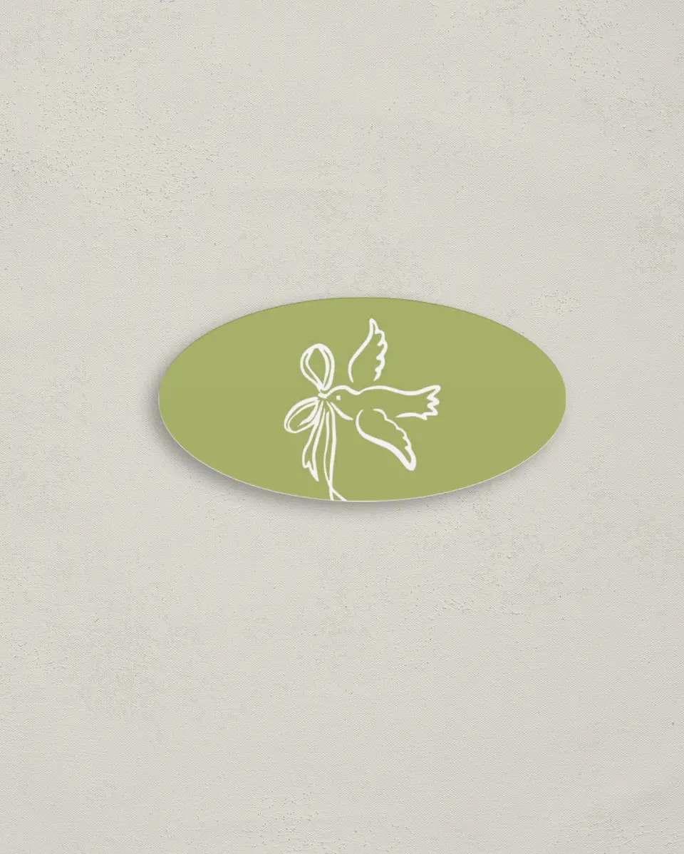 This is a 3" x 1½" Envelope Seal called Wedding Whimsy printed in full color