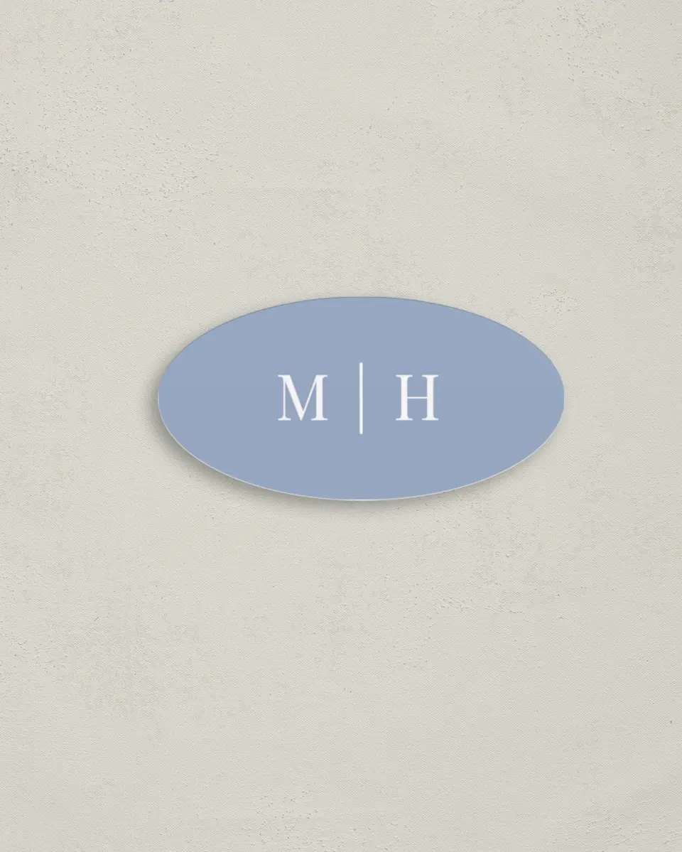 This is a 3" x 1½" Envelope Seal called Blue Blossoms printed in full color
