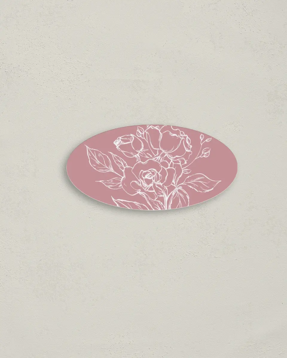This is a 3" x 1½" Envelope Seal called Blushing Rose printed in full color