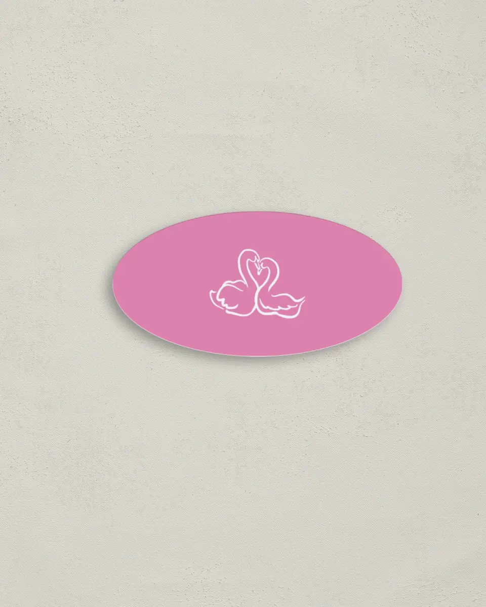 This is a 3" x 1½" Envelope Seal called Swan Love printed in full color