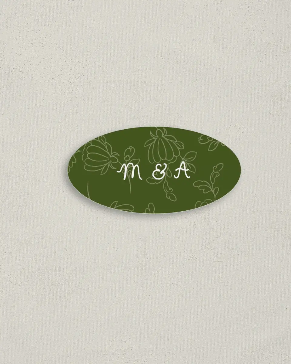 This is a 3" x 1½" Envelope Seal called Evergreen Elegance printed in full color