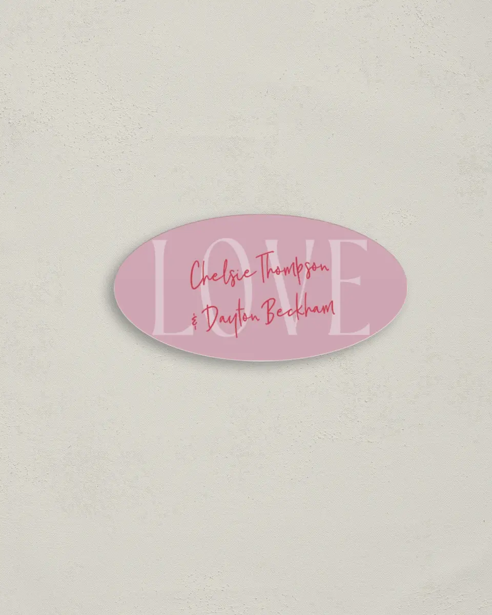 This is a 3" x 1½" Envelope Seal called Lovey-Dovey printed in full color