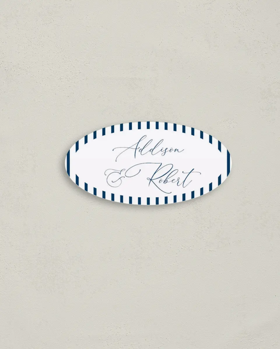 This is a 3" x 1½" Envelope Seal called The Addison printed in full color