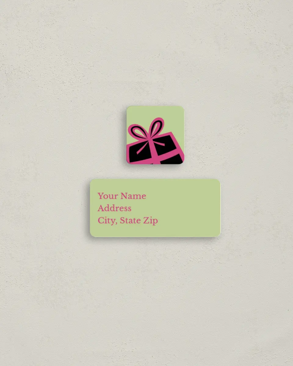 This is a 2¼" x 1" Labels; 1" x 1" Seals Return Address Label called Holiday Joy printed in full color