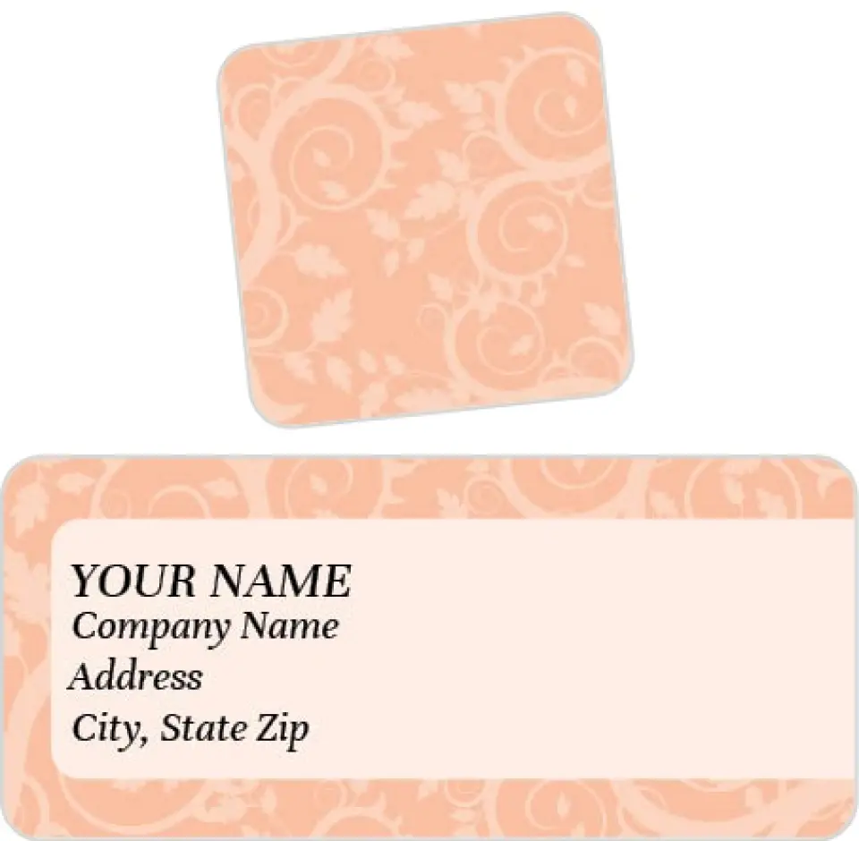 This is a 2¼" x 1" Labels; 1" x 1" Seals Return Address Label called Vine Background printed in full color