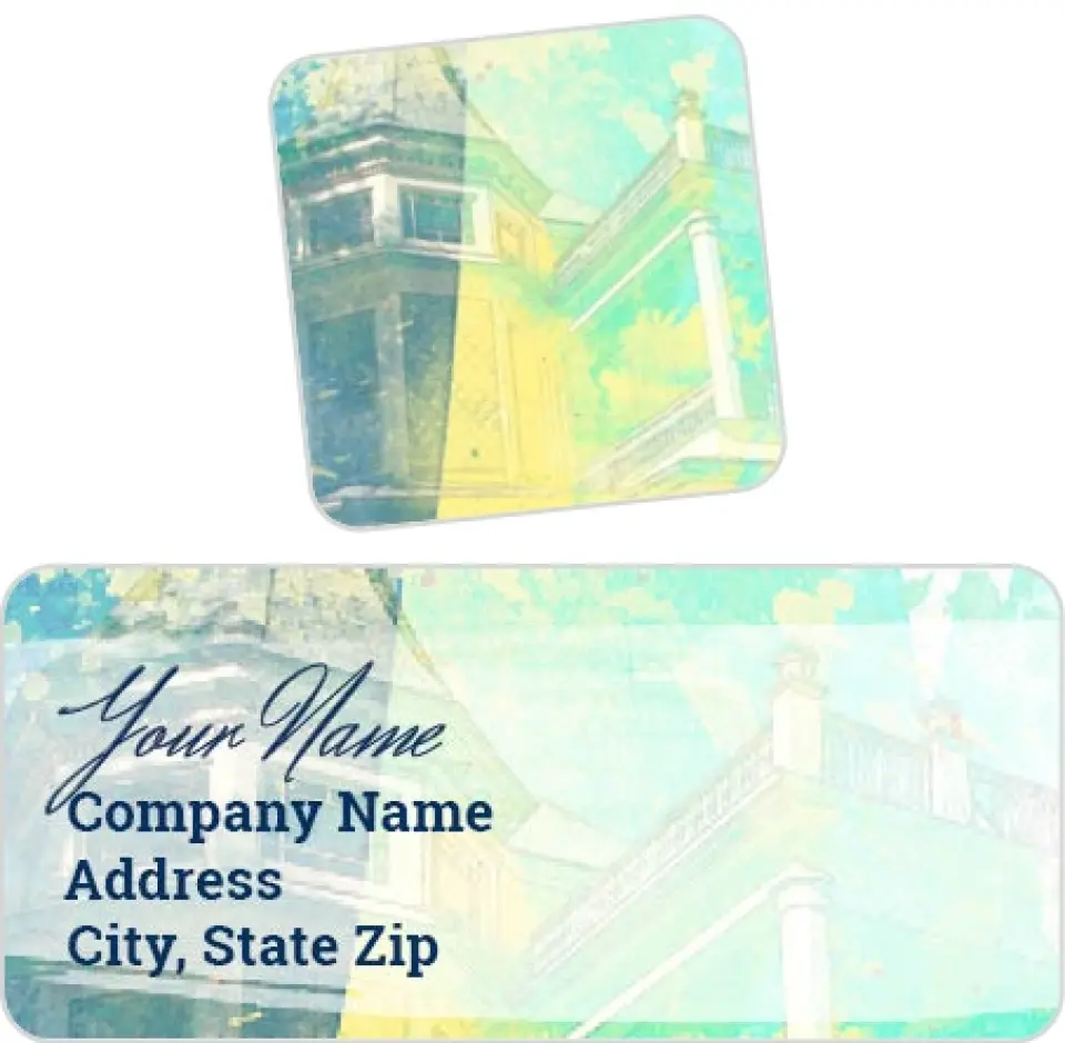 This is a 2¼" x 1" Labels; 1" x 1" Seals Return Address Label called Splatter printed in full color