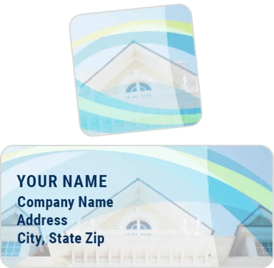 This is a 2¼" x 1" Labels; 1" x 1" Seals Return Address Label called House & Ribbons printed in full color