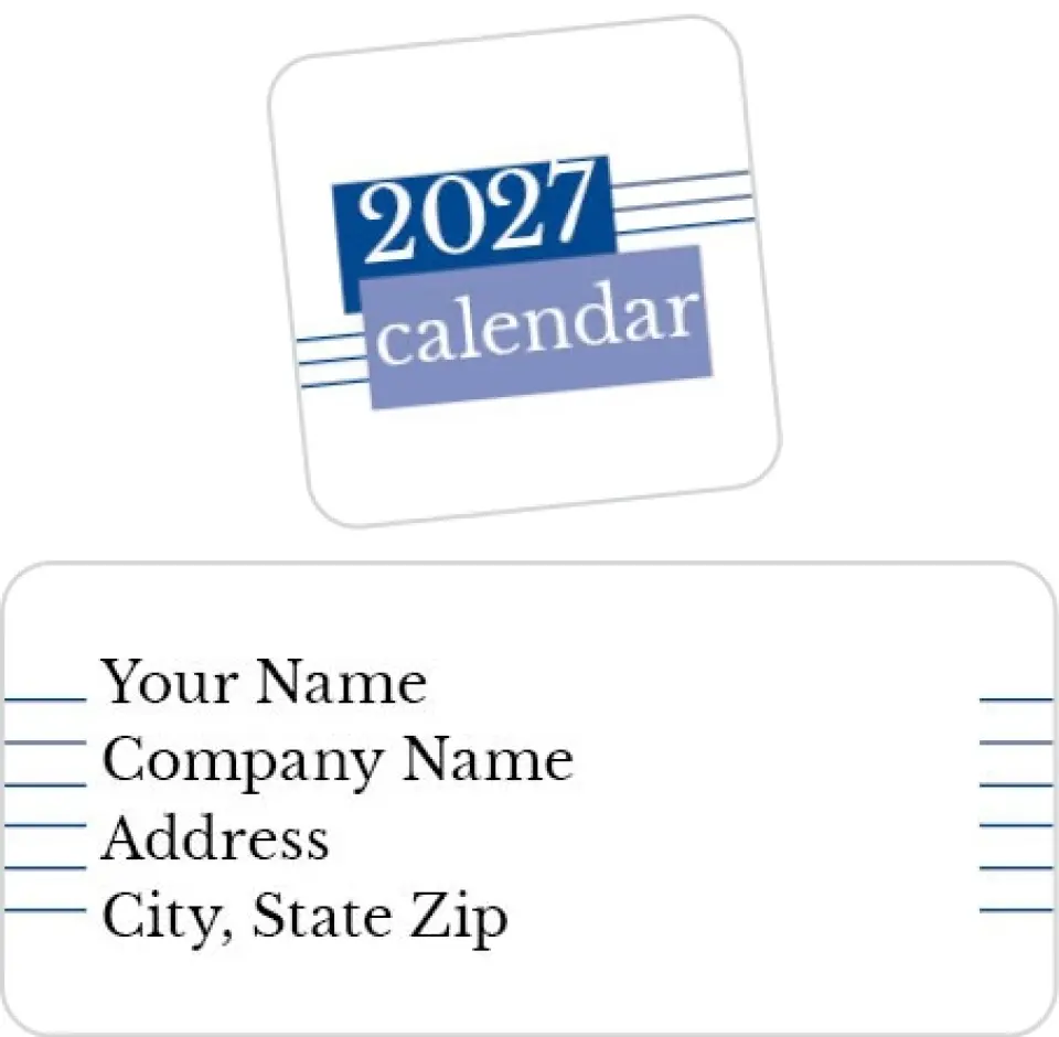 This is a 2¼" x 1" Labels; 1" x 1" Seals Return Address Label called Simple and Streamlined - Blue printed in full color